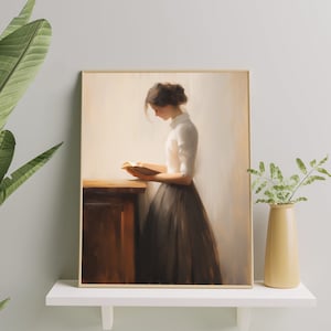 Elegante Frau lesen Kunstdruck | Bücherwurm Mädchen mit ihrem Book Art Decor | Viktorianische Ästhetische Wand Kunst Druck Geschenk für Buchliebhaber