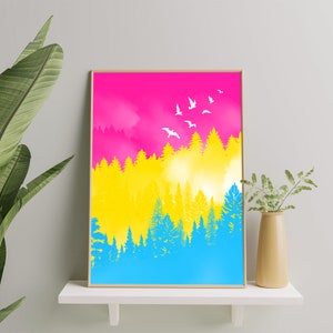 Pansexual Art Print, Pansexual Poster For Home Decor, Pansexual Flag Painting, Pansexual Pan Pride Gift, Pansexuality Print