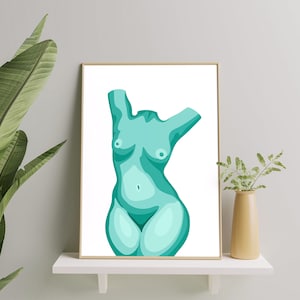 Curvy Body Art Print, Curvy Woman Poster, Naked Body Positive Print, Colorful Female Body Art Print Gift