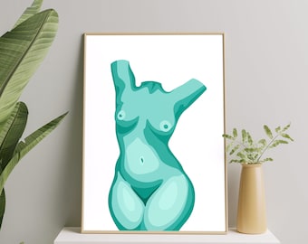 Kurviger Körper Kunstdruck, Kurvige Frau Poster, Nackter Körper Positiv Print, Buntes Weiblicher Körper Kunstdruck Geschenk