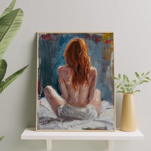 Feminine Beauty Art Print | Empowering Feminine Art Decor | Red Hair Women Body Positivity Art Poster | Impressionist Female Wall Art Print