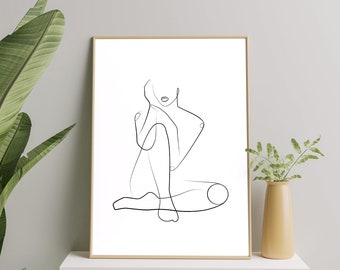 Female Figure Line Art Print, Woman Line Art print, Female Body Art Poster