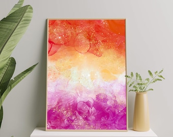 Lesbian Subtle Art Print, Lesbian Pride Flag Wall Art Poster, Lesbian Painting, Lesbian Pride Gift, Lesbian Flag Print