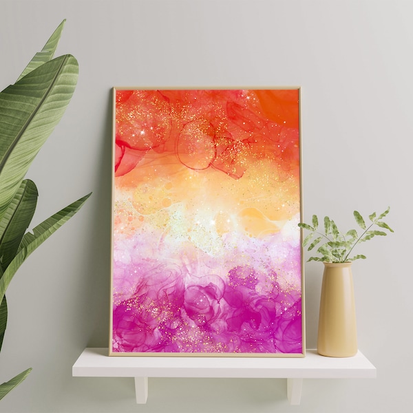 Lesbian Subtil Art Print, Lesbian Pride Flag Wall Art Poster, Lesbian Painting, Lesbian Pride Geschenk, Lesbian Flag Print