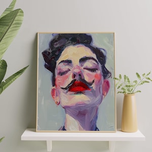 Nonbinary Queer Portrait Art Print | Bold Genderfluid Enbie Painting | Queer Body Positivity Artwork for Home & Office | Trans Pride Poster