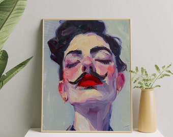 Nonbinary Queer Portrait Art Print | Bold Genderfluid Enbie Painting | Queer Body Positivity Artwork for Home & Office | Trans Pride Poster