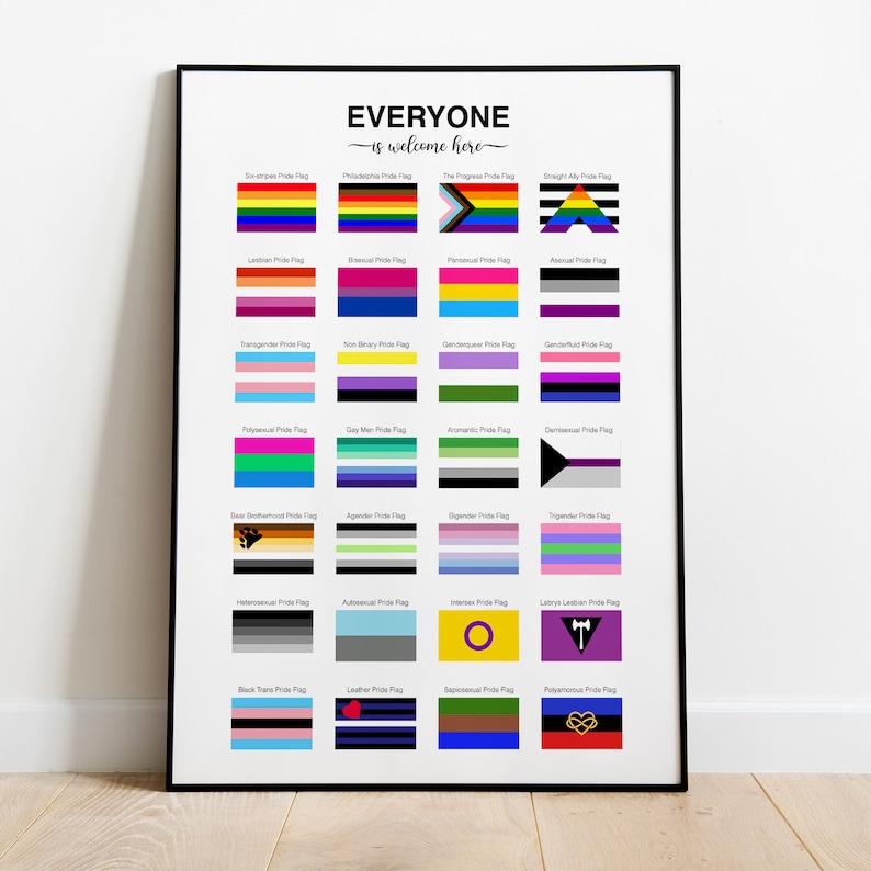 Everyone is Welcome Here LGBTQ+ Flags Art Print, in This House All Are ...