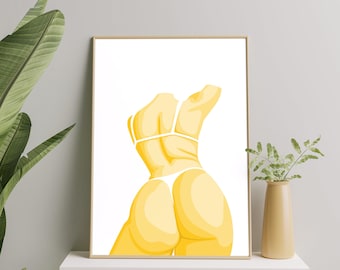 Bochtige Body Art Print, Bochtige Vrouw Poster, Body Positieve Print, Sexy Vrouwelijke Body Art Print Cadeau