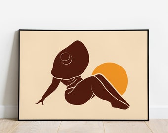 Nude Black Girl Art Print Curvy Black Afro Woman Poster Body Etsy