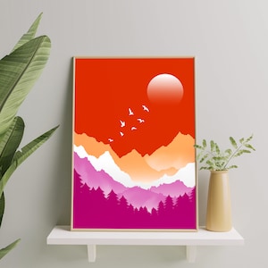 Lesbian Art Print, Lesbian Art Poster For Home Decor, Lesbian Flag Painting, Lesbian Pride Gift