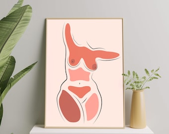 Weiblicher Körper Positiver Kunstdruck, Curvy Frau Kunstdruck, Body Positivity Art Poster, Plus Size Girl Art Print