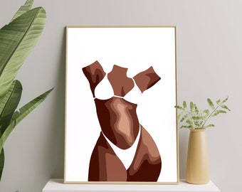 Kurviger Körper Kunstdruck, Kurvige Frau Poster, Body Positiv Druck, Buntes Weiblicher Körper Kunstdruck Geschenk
