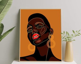 Black Girl Wall Art, Black Woman Wall Art Print, African Woman Art Poster, black woman poster, Afro American Art, Black Woman Illustration