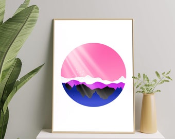 Genderfluid Landscape Art Print, Gender fluid Minimal Poster Wall Art For Home Decor, Artistic Genderfluidity Pride Printable Gift