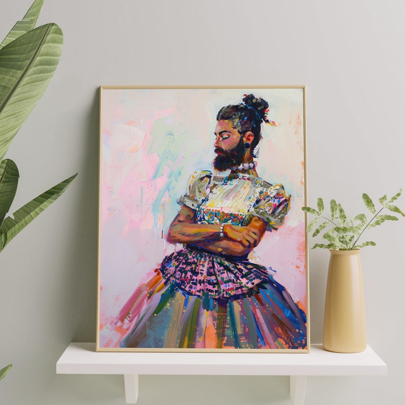 Nonbinary Queer Art Print | Genderfluid LGBTQ+ Wall Decor | Vibrant Queer Body Positivity Artwork for Home & Office | Trans Pride Poster image 1