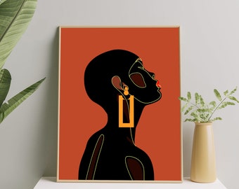 Black Woman Wall Art, Black Girl Wall Art Print, African Woman Art Poster, black woman poster, Afro Woman print, Black Girl Illustration