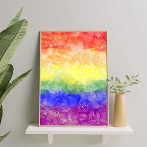 Rainbow Subtle Art Print, Rainbow Wall Art Poster, Lgbt Pride Painting, Pride Art Print
