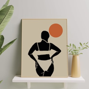 Abstract Girl Figure Art Print, Body Positive Art Print, Minimalist Illustration of Curvy Thick Woman Print