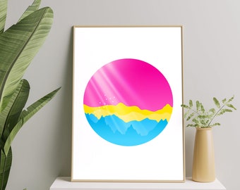 Pansexual Art Print, Pan Pride Minimal Poster Wall Art, Pansexuality Decor, Pansexual Pride Printable Gift