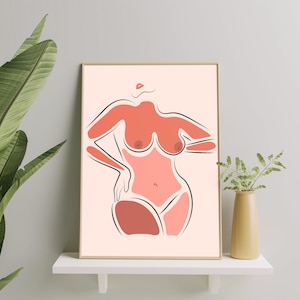 Body Positive Art Print, Curvy Thick Woman Print, Naked Body Positive Poster, Plus Size Body Girl Art Print Gift
