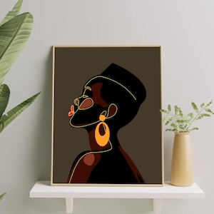 Black Girl Wall Art Print, Black Woman Wall Art, African Woman Art Poster, black woman poster, afro art print, Black Woman Illustration