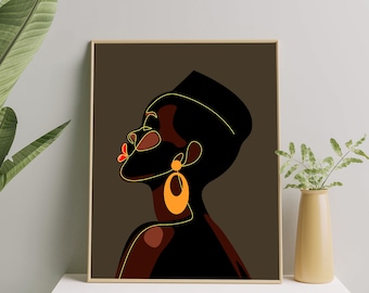 Black Girl Wall Art Print, Black Woman Wall Art, African Woman Art Poster, black woman poster, afro art print, Black Woman Illustration