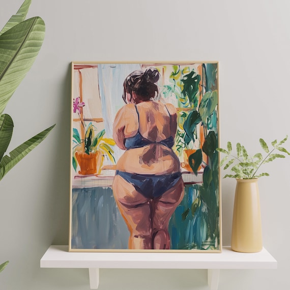 Body Positivity Art Print | Curvy Thick Woman Art Print | Plus Size Self Love Art Poster | Gift for Plant Lovers & Body Positive Decor