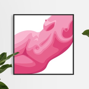 Curvy Female Body Art Print, Curvy Woman Poster, Body Positive Poster, Colorful Female Body Art Print Gift