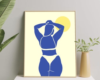 Body Positive Art Print, Minimalist Illustration of Curvy Thick Woman Print, Abstract Girl Figure Art Print