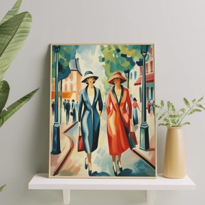 Elegant Sapphic Couple Art Print | Vintage Lesbian Love Fine Art Poster | Vibrant Retro Lesbian Pride Wall Art for Home & Office