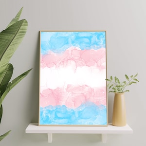 Trans Subtle Art Print, Transgender Wall Art Poster, Trans Painting, Trans Pride Gift, Transsexual Print