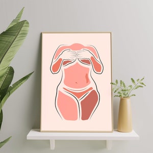 Woman Body Positive Art Print, Curvy Woman Art print, Body Positivity Art Poster, Plus Size Girl Art Print