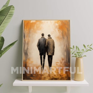 Romantic Gay Art Print, Gay Love Art Painting, Gay Couple Art Painting, Gay Wall Art, Gay Pride Painting
