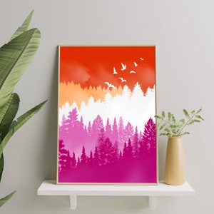 Lesbian Art Print, Lesbian Art Poster For Home Decor, Lesbian Flag Painting, Lesbian Pride illustration Gift