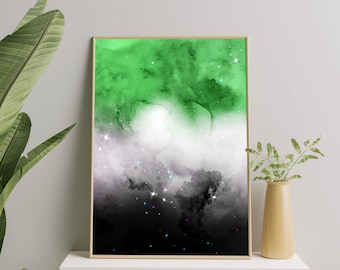 Aromantic Art Print, Aromantic Galaxy Space Wall Art Poster, Subtle Aromantic Painting, Aromantic Aro Pride Gift, Aromantic Print