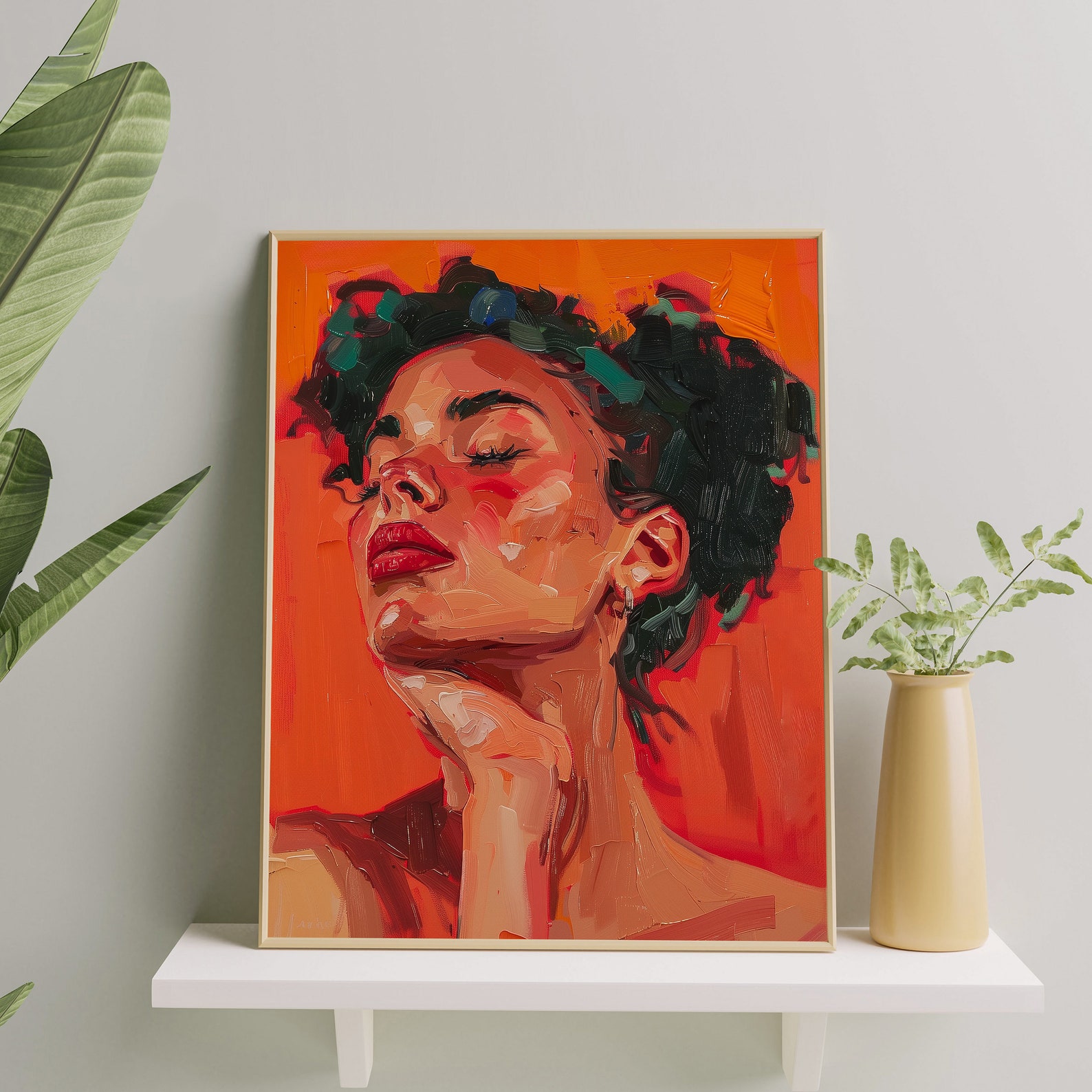 Bold Abstract Woman Portrait Art Print | Red Abstract Feminine Art ...