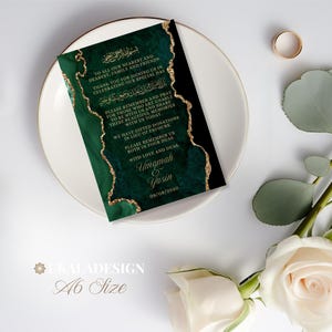 Verde - Bomboniera personalizzata/Biglietto Dua per matrimonio musulmano, Walima, Bomboniere Nikah personalizzate, Regalo di nozze Sunnah, Segnaposto per decorazioni da tavolo - A6