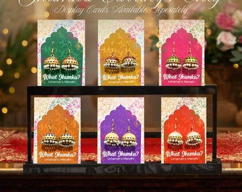 Meenakari Jhumka Earrings - Hand Painted Asian Wedding Favours, Assorted Colours, Traditional Jewellery for Mehndi & Haldi Guest Gifts