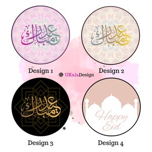 x35 Eid Mubarak/Happy Eid/Bayram Stickers/Etiquettes 37 mm circulaires Articles de fête islamique, décorations, étiquettes cadeaux image 5