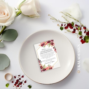 Marrone/Rosso - Biglietto di auguri personalizzato/Dua per matrimonio musulmano, Walima, Nikah personalizzato, regalo di nozze Sunnah, segnaposto per decorazioni da tavolo - A7
