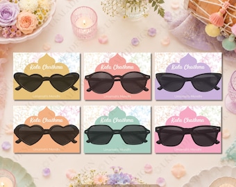 Pastel Kala Chashma Sunglasses Display Cards, Mehndi Sunglasses Favours, Haldi Wedding Favour, Dholki Chasma Card, Personalised Mehndi Decor