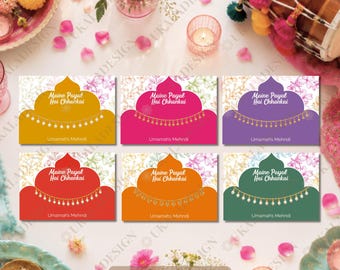 Maine Payal Hai Chhankai Anklet Display Cards, Mehndi Paayal Favours, Haldi Wedding Favours, Indian Dholki Cards, Personalised Mehndi Decor