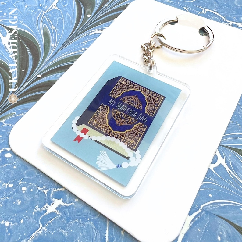 Madrasa Keyring - New Student Keychain Gift - Blue Islamic Design ...