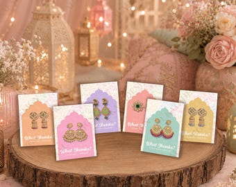 What Jhumka? (Pastel Colour) Earring Cards - Mehrab-e-Gul - Mehndi, Haldi & Pre-Wedding Favour Display Cards, A7 Jewellery Gift Display