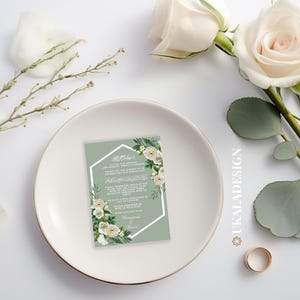 Groen - aangepaste gunst/dua-kaart voor moslimhuwelijk, walima, gepersonaliseerde Nikah-gunsten, soennah-huwelijkscadeau, plaatskaart tafeldecor - A7