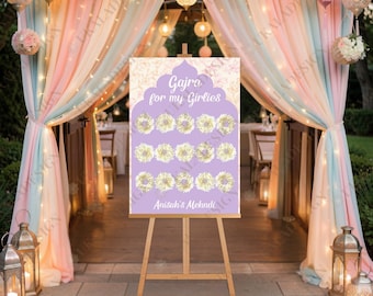 Pastel Gajra Display Board Mehndi Decor, Personalised Floral Wedding Gajre Stand, Haldi Favour Station, Mayoon, Dholki Wedding Custom