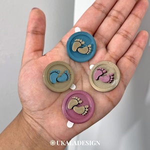 Cachet d'impression auto-adhésif Pieds de bébé - Comme un tampon de cire, pour enveloppes bicolores Fête de naissance, Étiquettes cadeaux, Faire-part Nouvelle empreinte