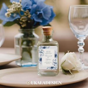 Adesivo Zam Zam blu personalizzato per bottiglia d'acqua da 50 ml, personalizzato per matrimonio musulmano, Walima, Nikah, ricordo, regalo di nozze
