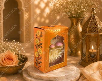 Luxury Jhumka & Gajra Gift Box - Orange Colour - Mehndi Favour, Wedding, Sangeet, Dholki Display, Bridesmaid Gift, Asian Theme Party Decor