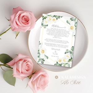 Neutro - Biglietto di auguri personalizzato/Dua per matrimonio musulmano, Walima, biglietto Nikah personalizzato, regalo di nozze Sunnah, segnaposto per decorazioni da tavolo - A6